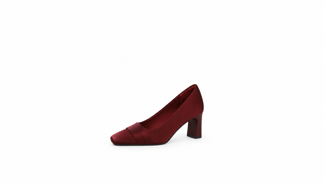 Satin Square Toe Block Heel Pumps – VIOLETTA