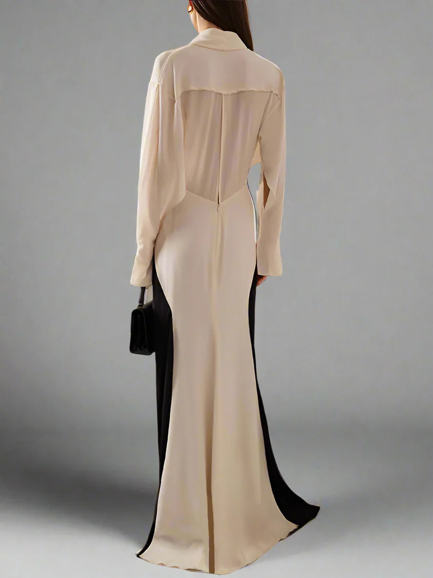 two-tone knotted drape gown – ODD- Slven
