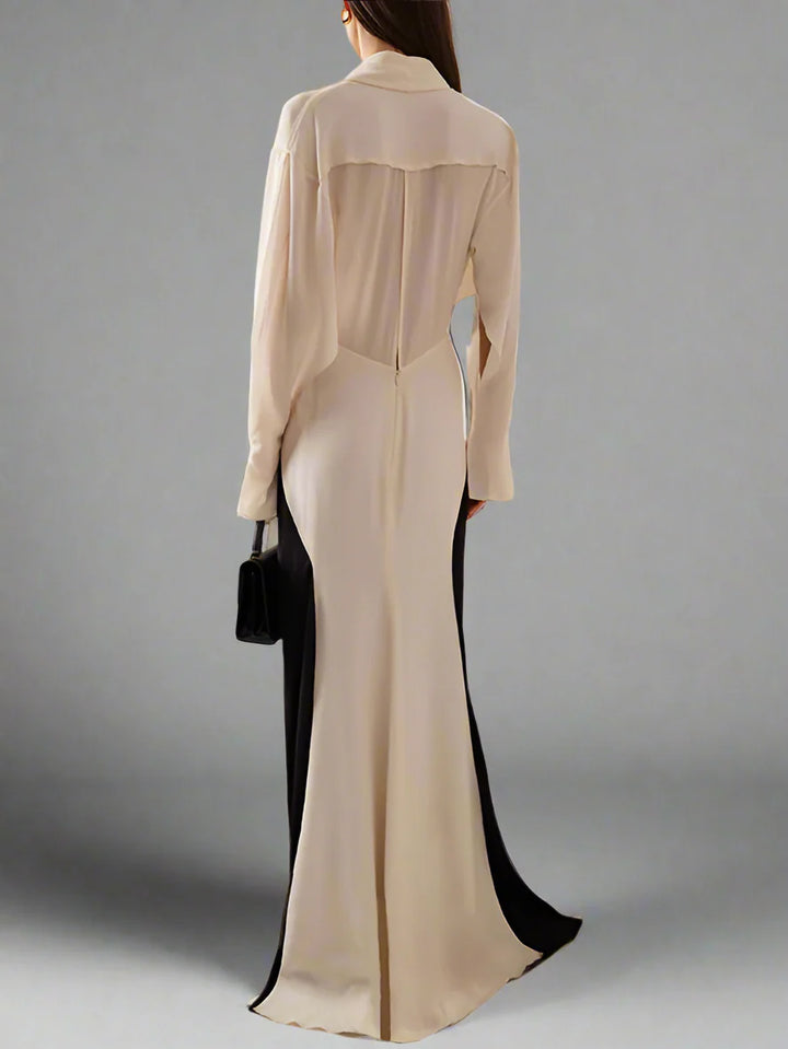 two-tone knotted drape gown – Slven