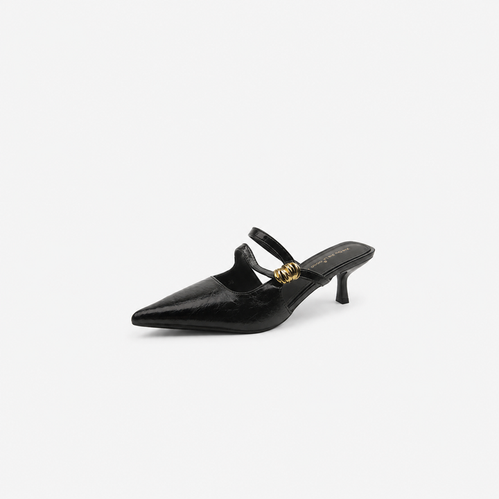 Ivory Pointed Mule Kitten Heels – VÉLARÉ