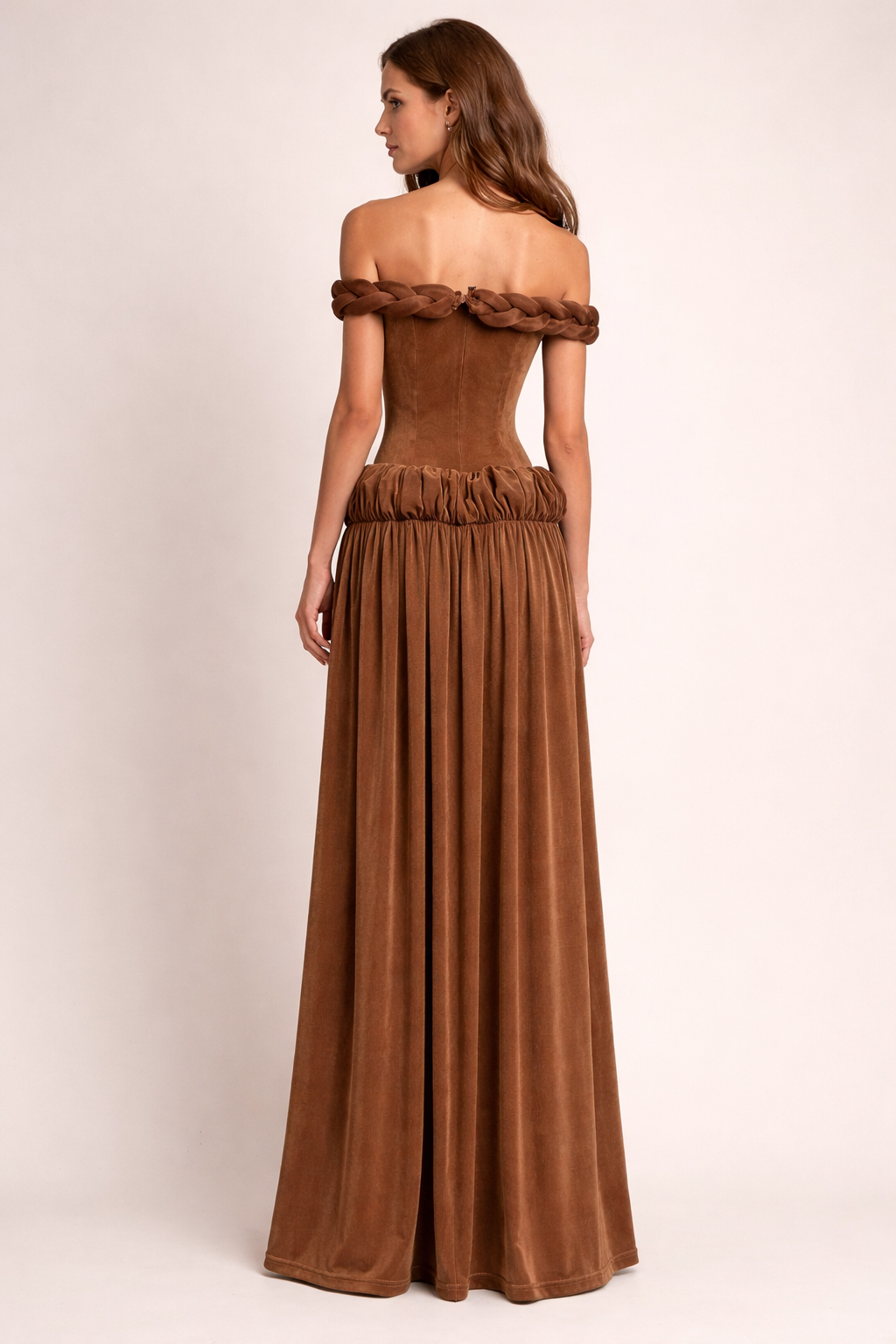 strapless maxi dress with braided neckline detail – BRAID