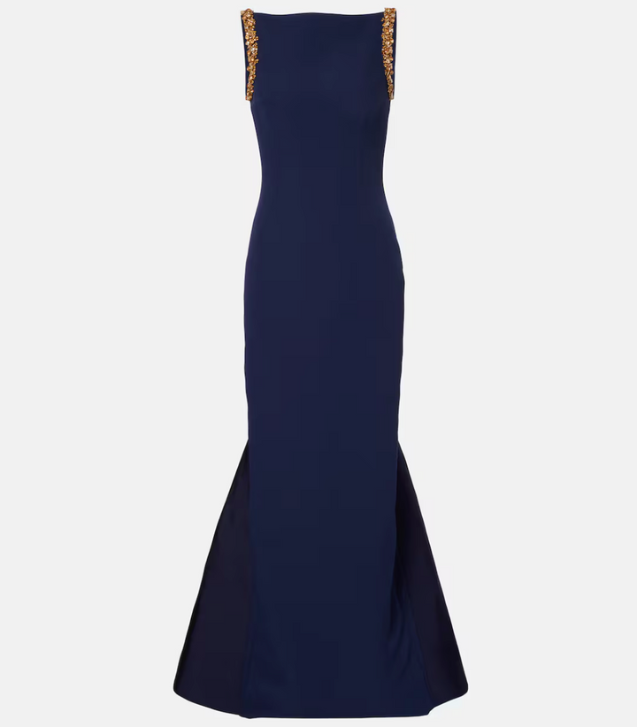sleeveless column gown with embellished shoulder straps – VALERIA