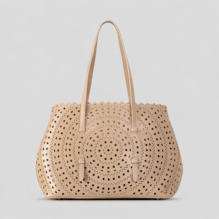 Elegant White Laser Cut Tote Bag-SIMAN