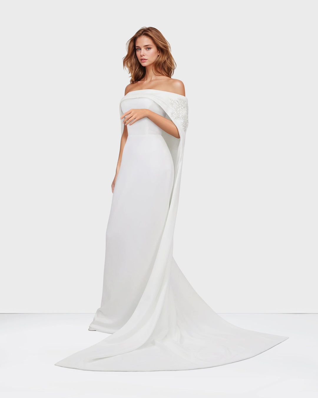 ODD-Strapless Sequined dress with a long train