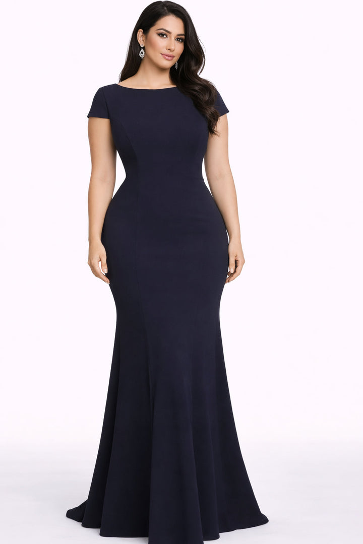 cap sleeve mermaid dress with bateau neckline – MIDNIGHT-1