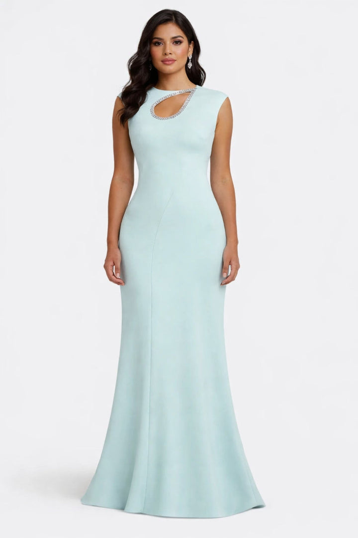 sleeveless mermaid gown with crystal-trim keyhole – ARIELLE-1