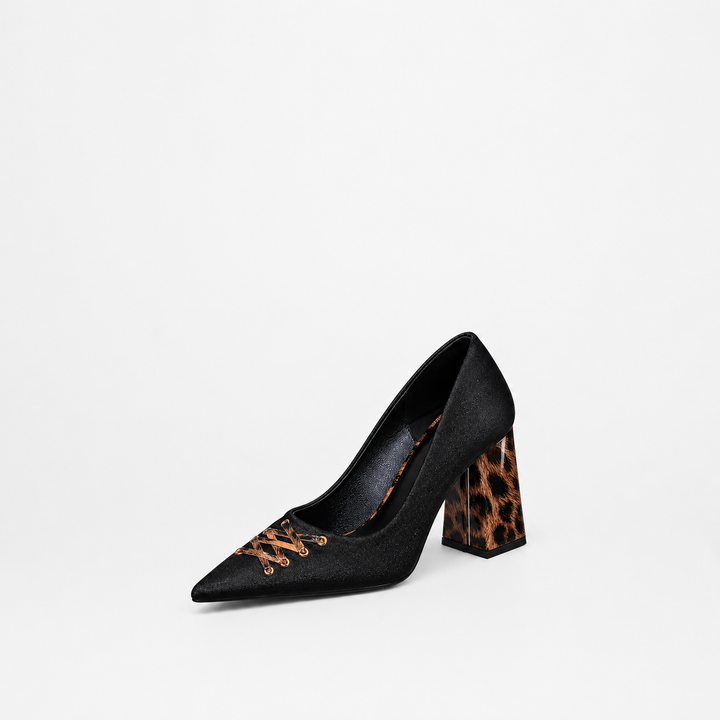 Leopard Heel Pointed Pumps - Wild