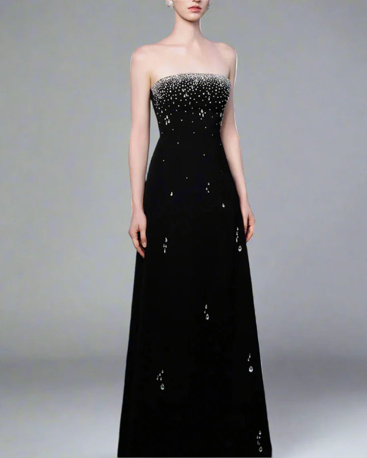 Strapless A-line Gown with Crystal Embellishments - LUMINA