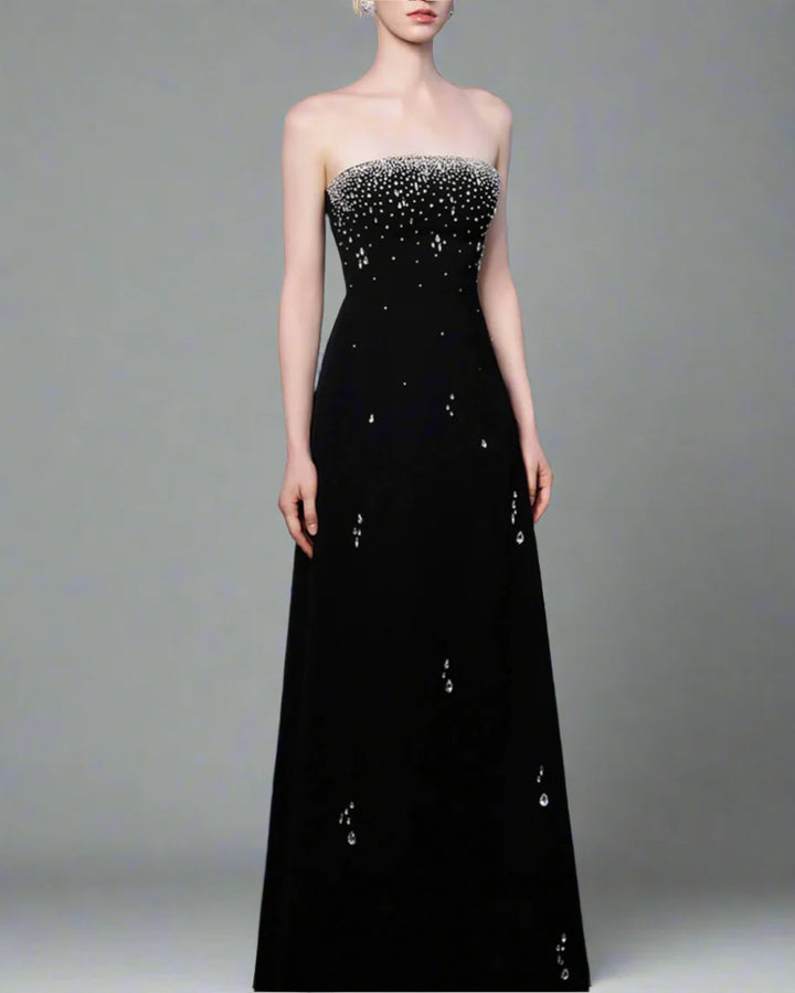 Strapless A-line Gown with Crystal Embellishments - LUMINA