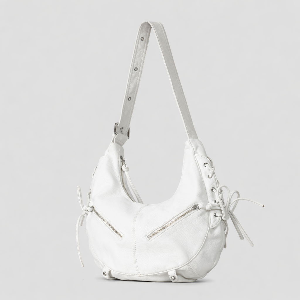 slouchy shoulder bag with lace-up detail – DRIFT