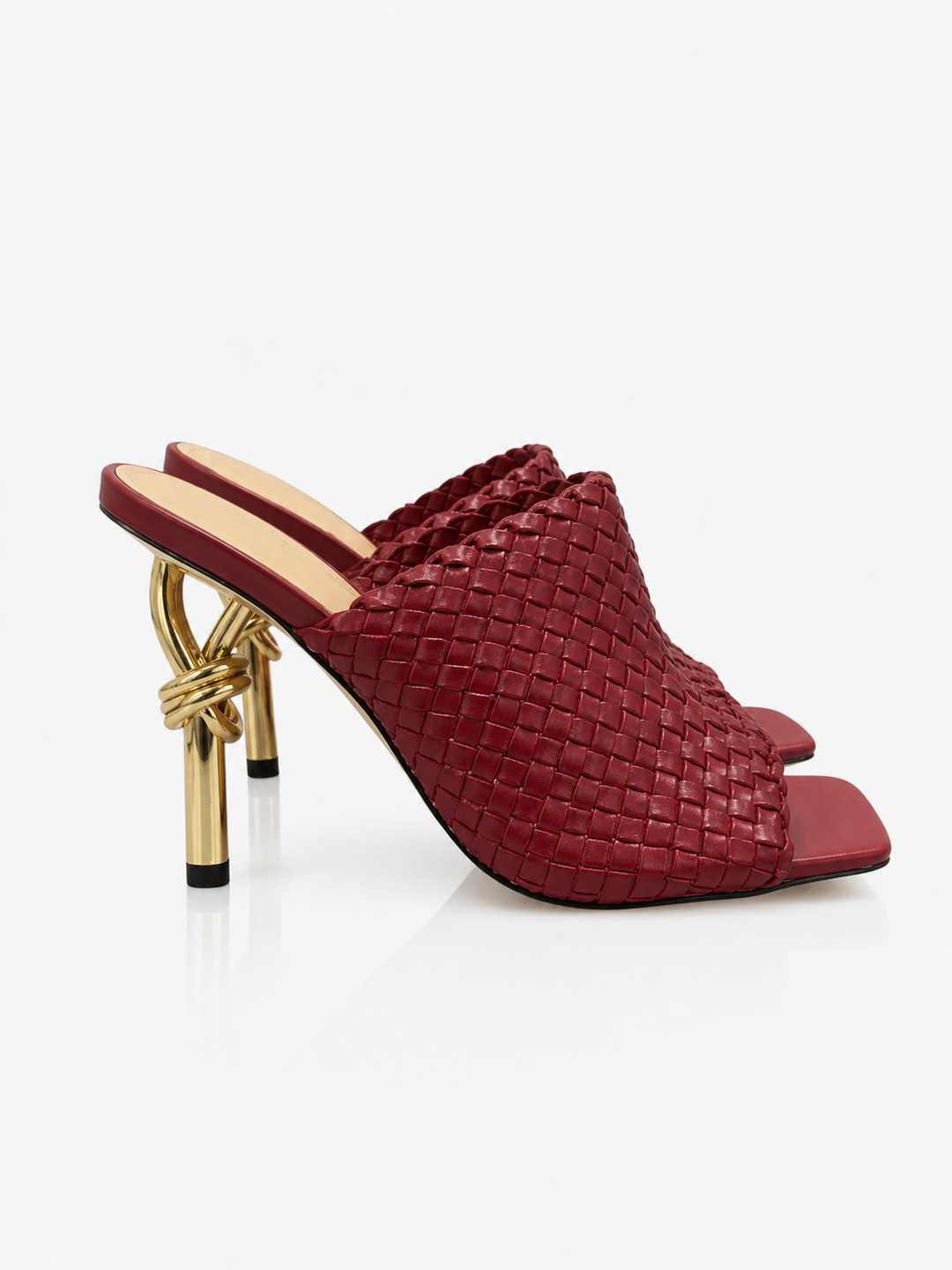 Gold Sculptural Heel Mule Sandals – NUDE