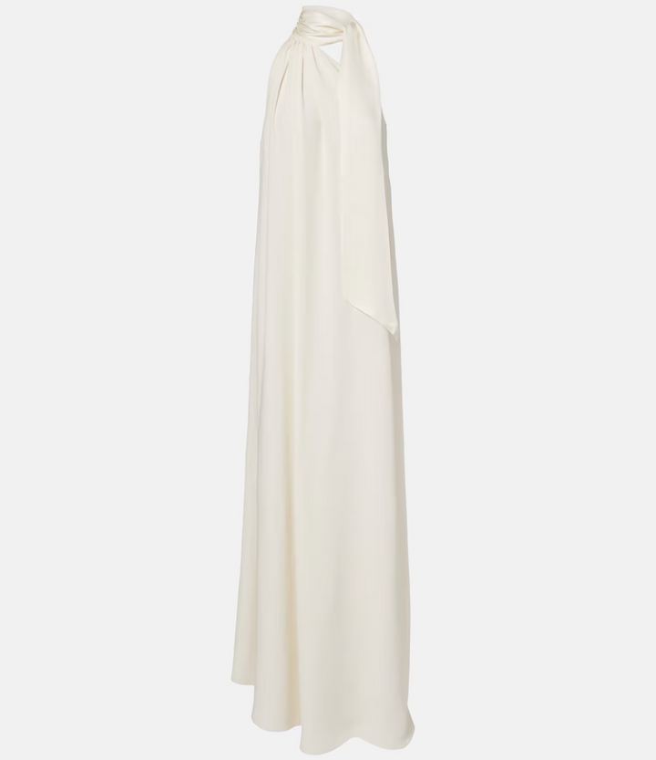 halter draped column dress with neck scarf detail – SERENA