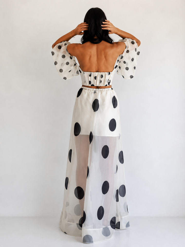 Polka Dot Ruffle Two-Piece Set - Chic
