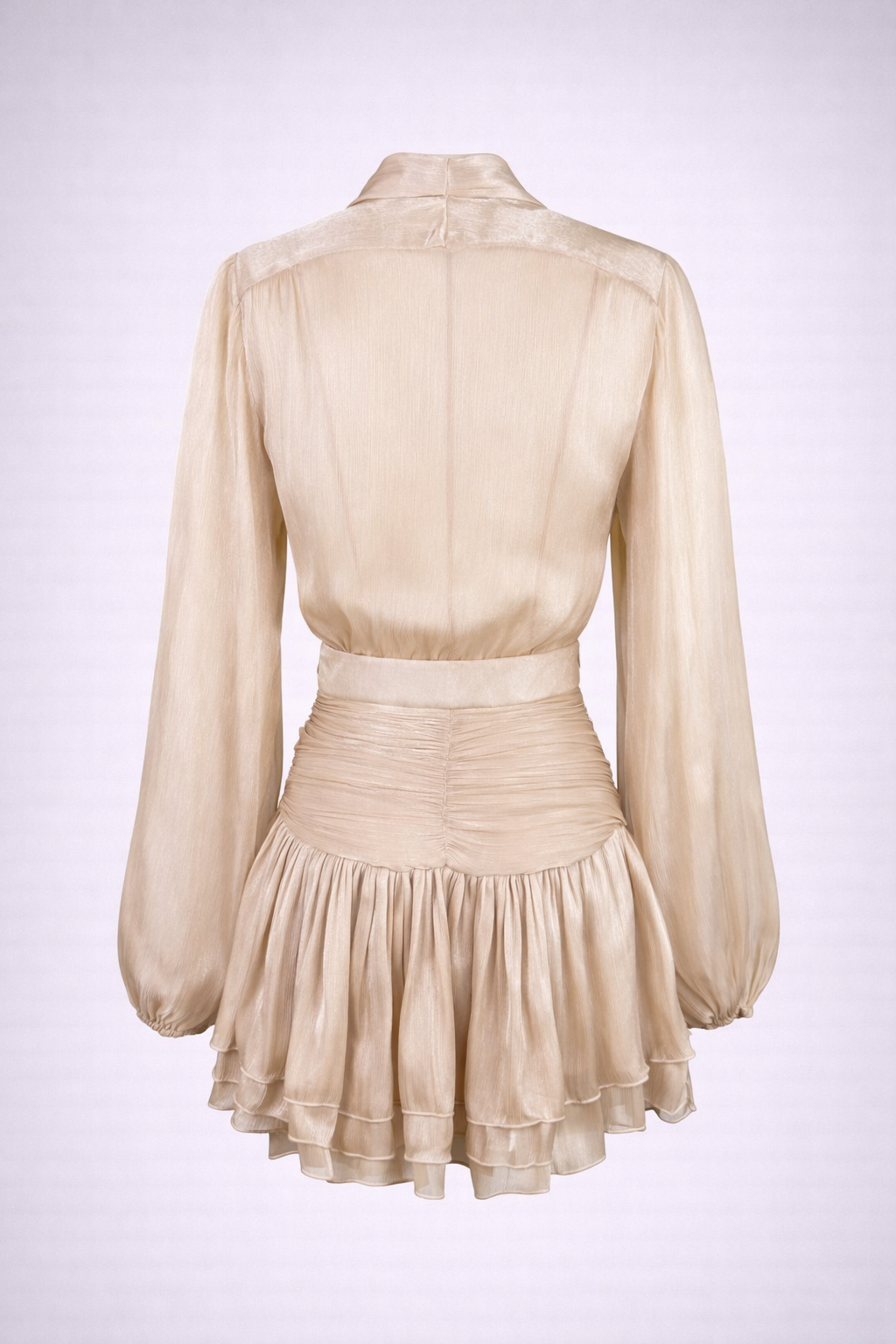 Elegant Green Sheer Bow Mini Dress-RENAL