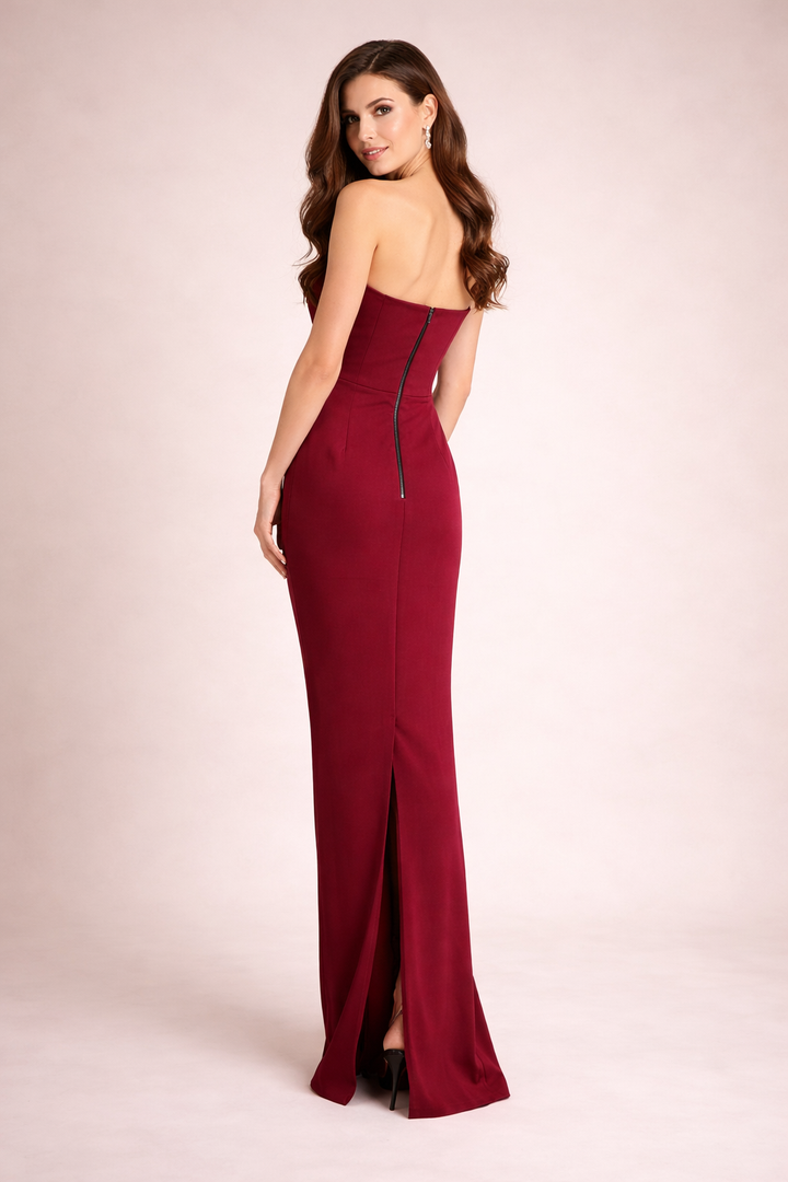 strapless column dress with sculpted satin bust – RUBELLA