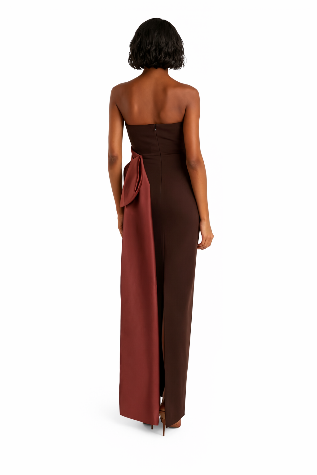 strapless column gown with layered draped bodice – CARAMELLA