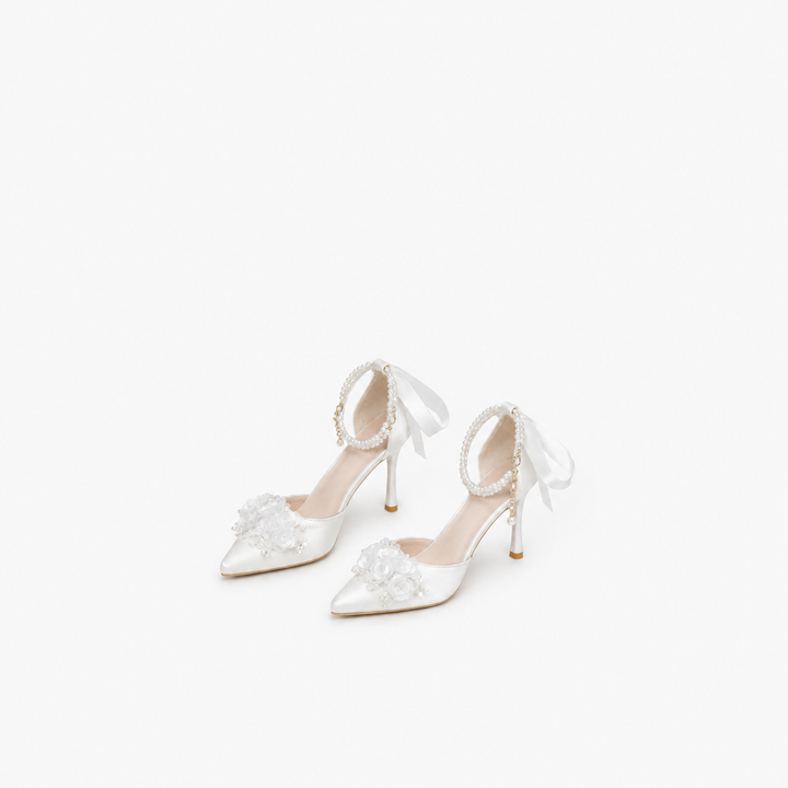 Pearl Blossom Bridal Heels - Womenz