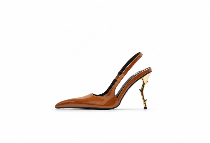 Patent Slingback Sculptural Heel Pumps – THORN