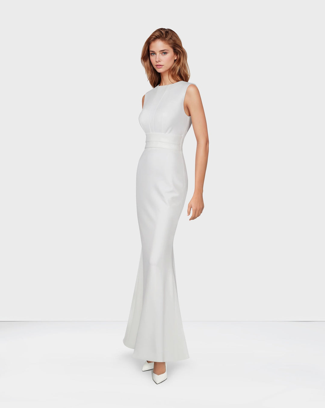 ODD-White column dress with cape