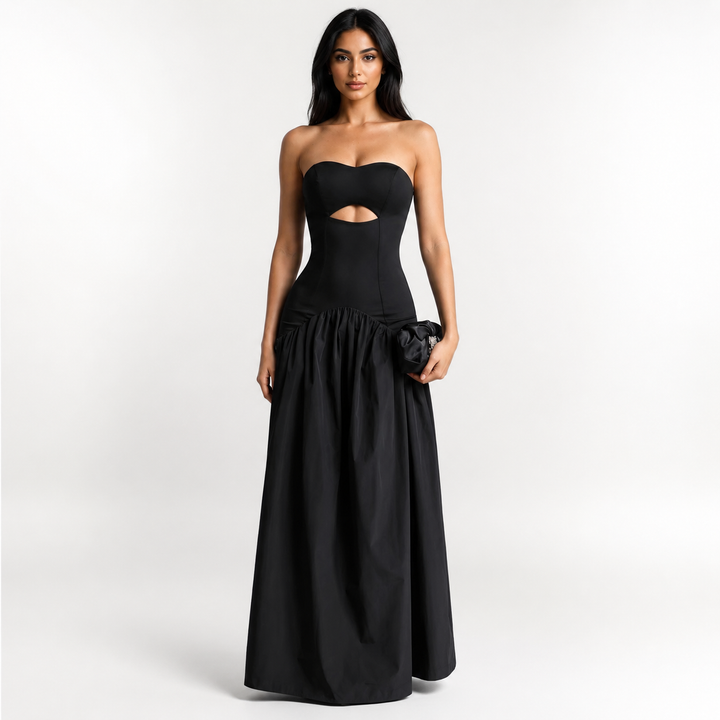 Black Strapless Cut-Out Structured Maxi Dress – VÉRONA