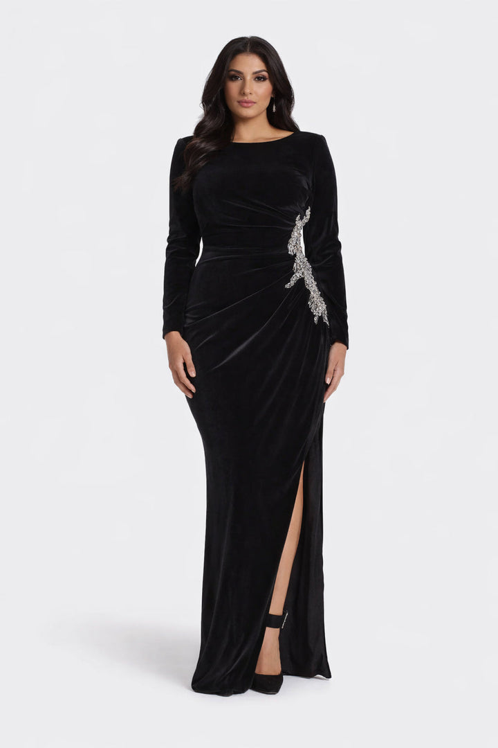 Long sleeve dress with embellished waist sides and draped details - Poppy-1