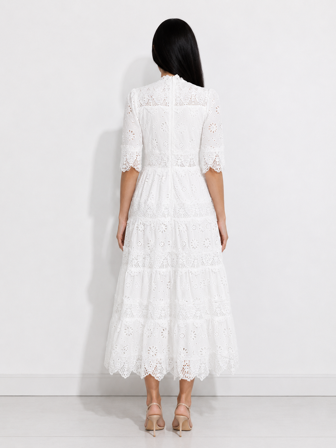 Emerald Eyelet Lace Tiered Maxi Dress - Envy