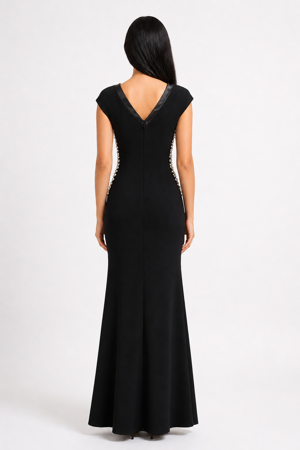Black Pearl Embellished Mermaid Evening Dress – VELMIRA
