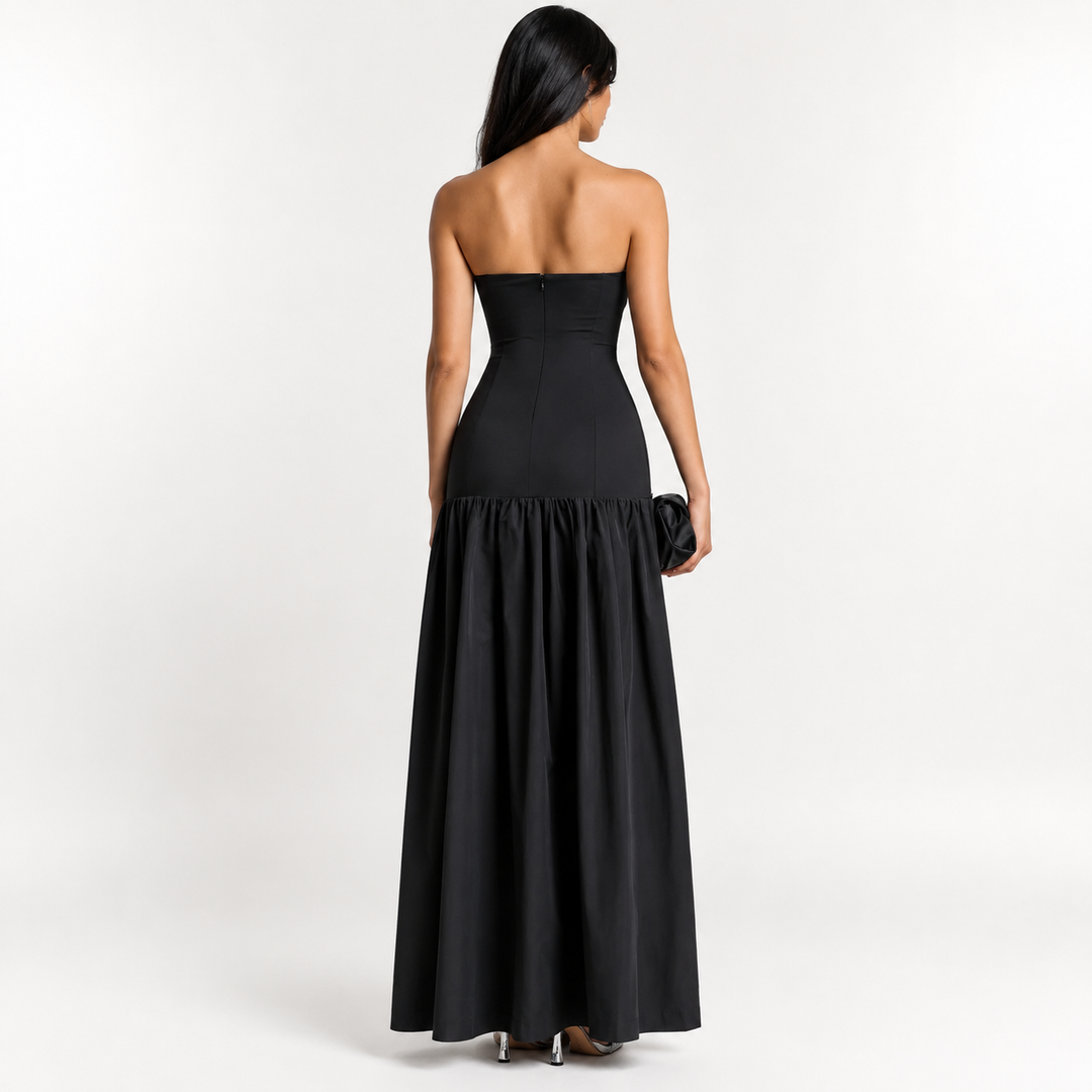 Black Strapless Cut-Out Structured Maxi Dress – VÉRONA