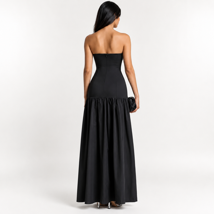 Black Strapless Cut-Out Structured Maxi Dress – VÉRONA