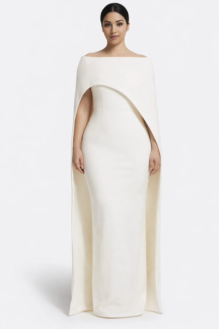 ff-shoulder gown with sculpted cape – CELISTE-1
