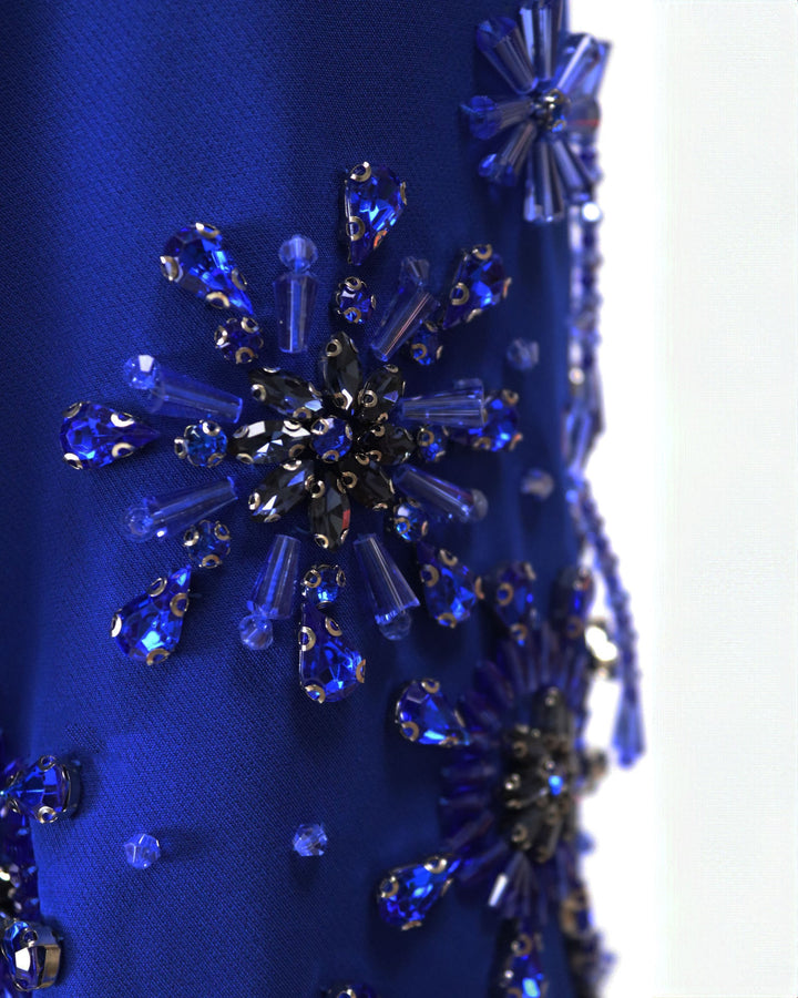 Beaded column dress with V neckline - LORON-1