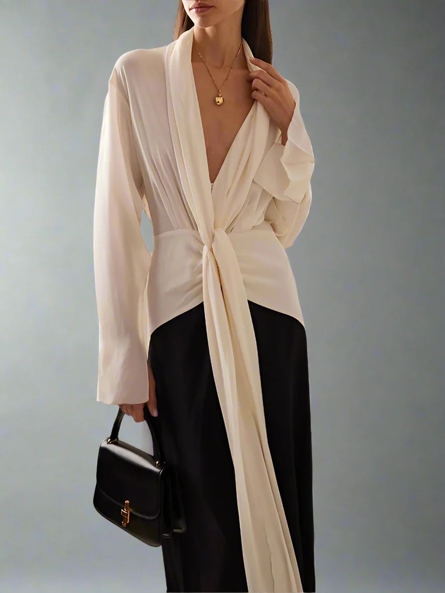 two-tone knotted drape gown – ODD- Slven