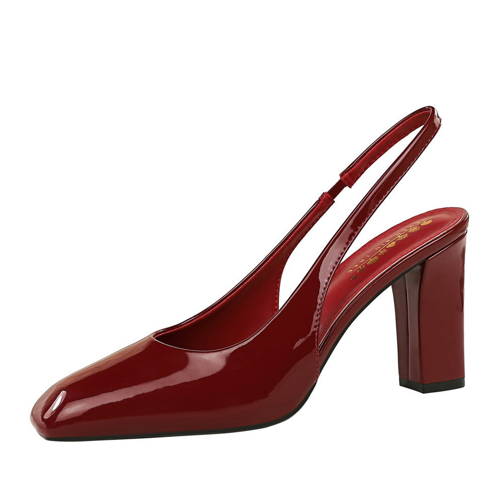 Patent Square Toe Slingback Block Heels – RUBINA