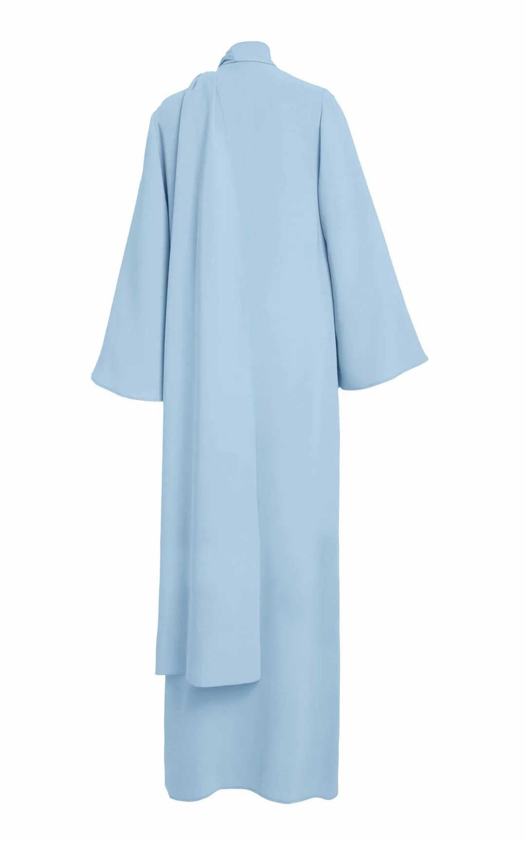 bow-neck draped gown with side slit – ODD- REZIIN