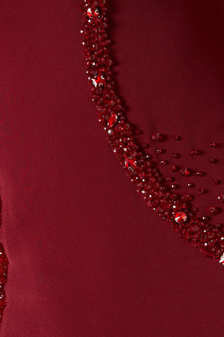 Embellished square-neck gown with contour beading – VIOLETTA