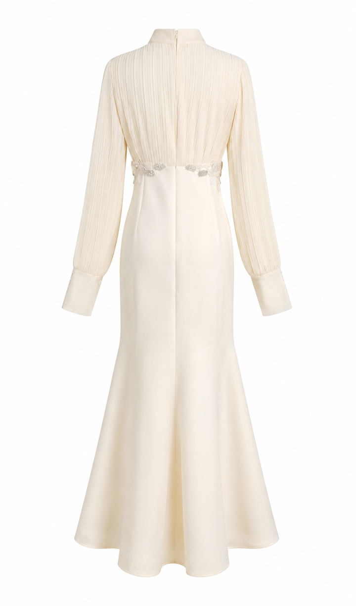 Pearl Waist Bow Maxi Dress - Timeless