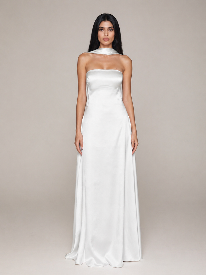 Satin Halter Maxi Dress - SIENNA