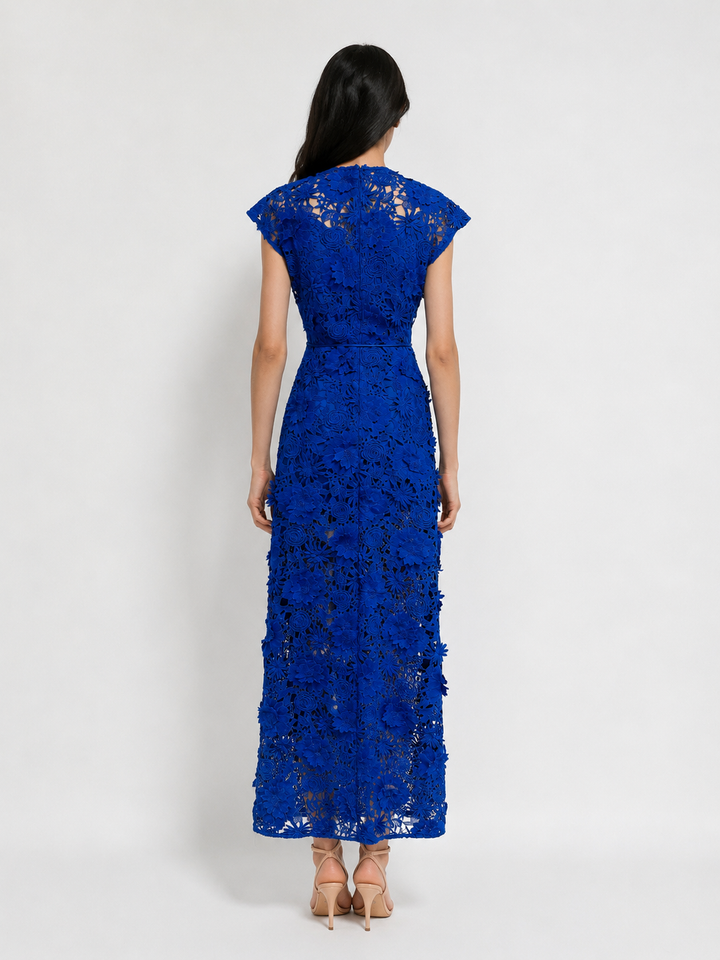 Sunshine Floral Lace Midi Dress - Radiance