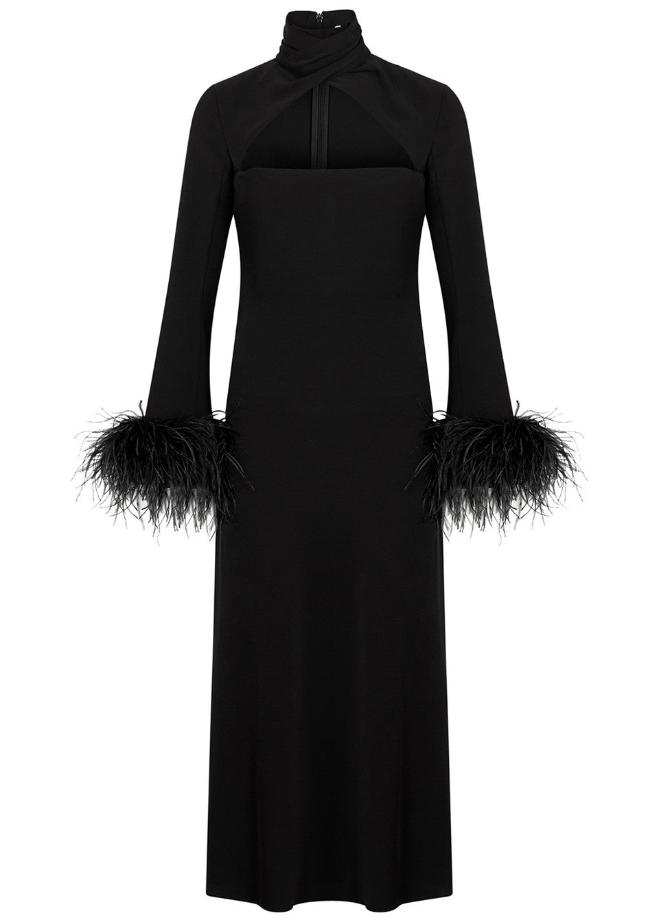 Cutout midi dress with feathered cuffs – Rovin-1