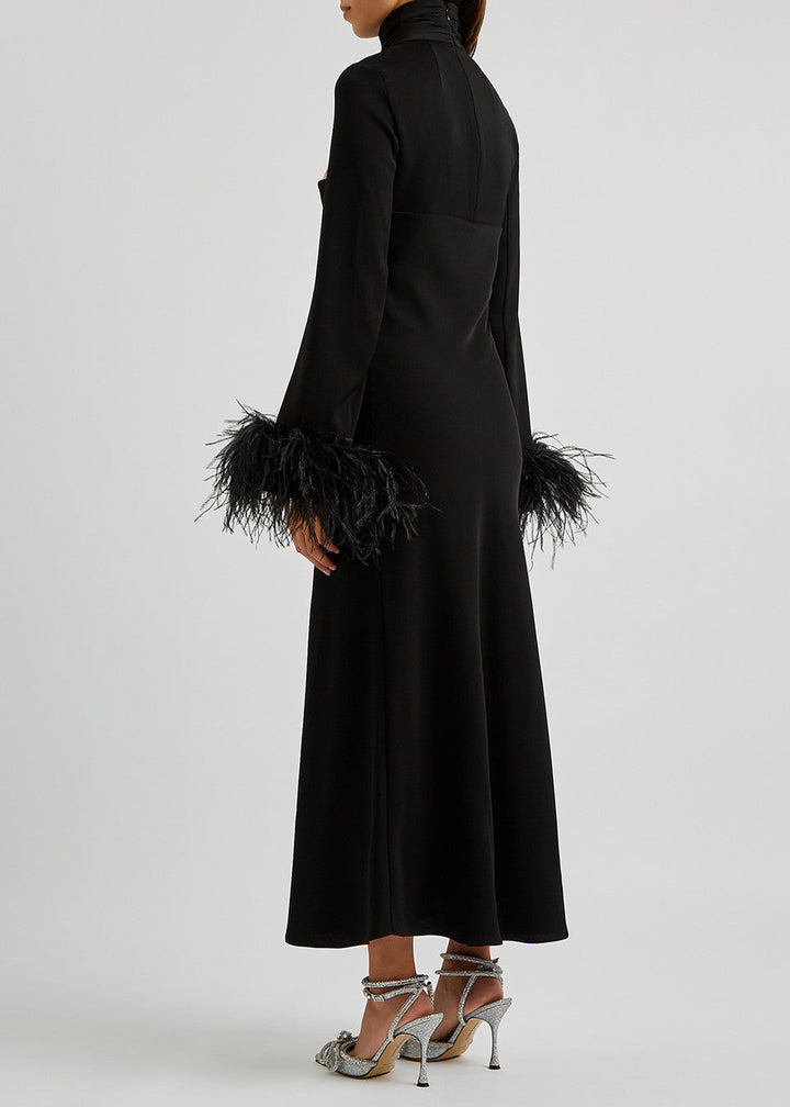 Cutout midi dress with feathered cuffs – Rovin-1
