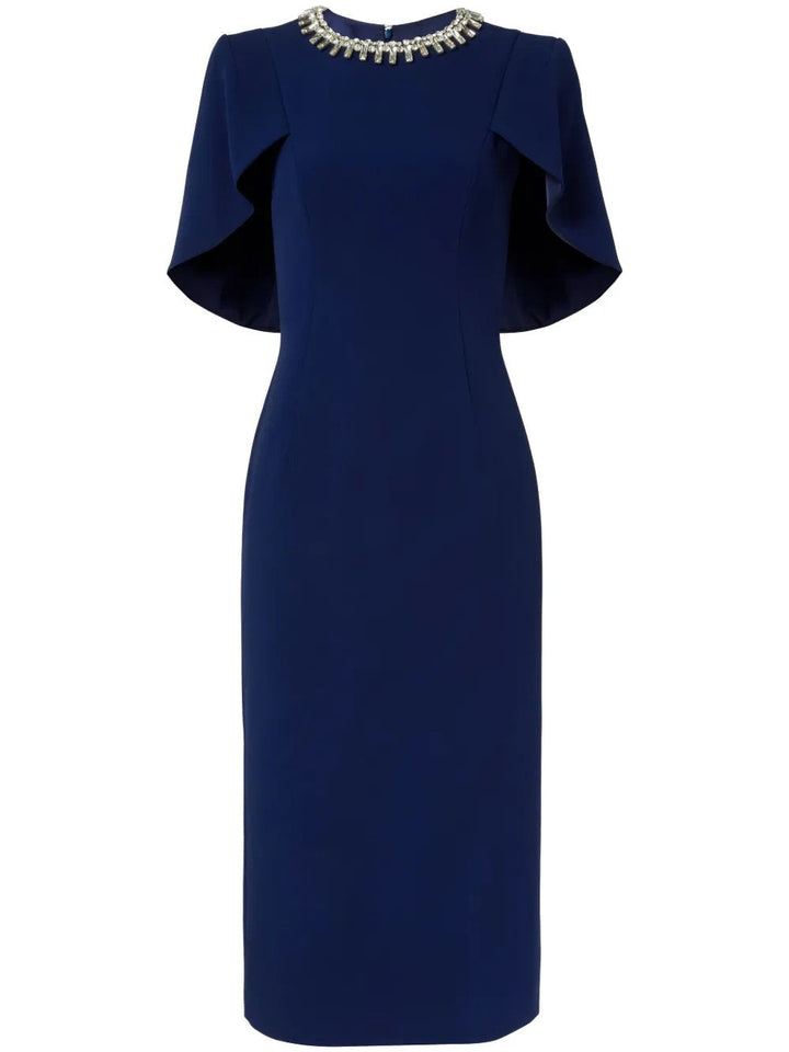 embellished neckline sheath dress with flutter sleeves – ODD- FEDAH