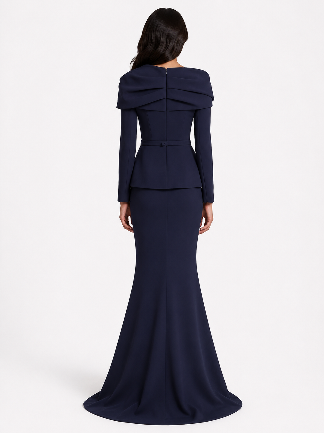 off-shoulder draped gown with peplum waist – SERENL