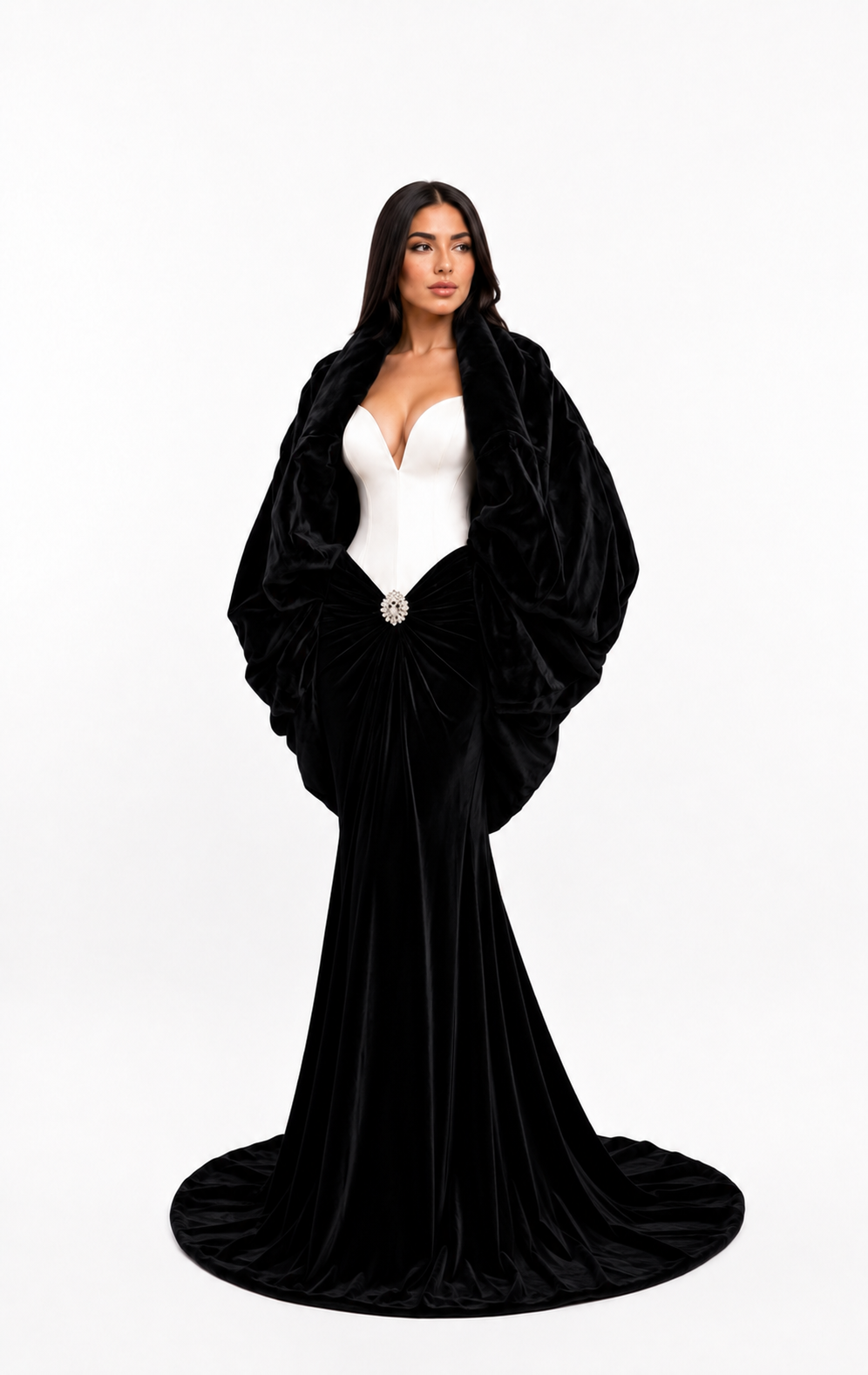 Strapless Corset Evening Gown with Sculptural Sleeves – ÉCLAT