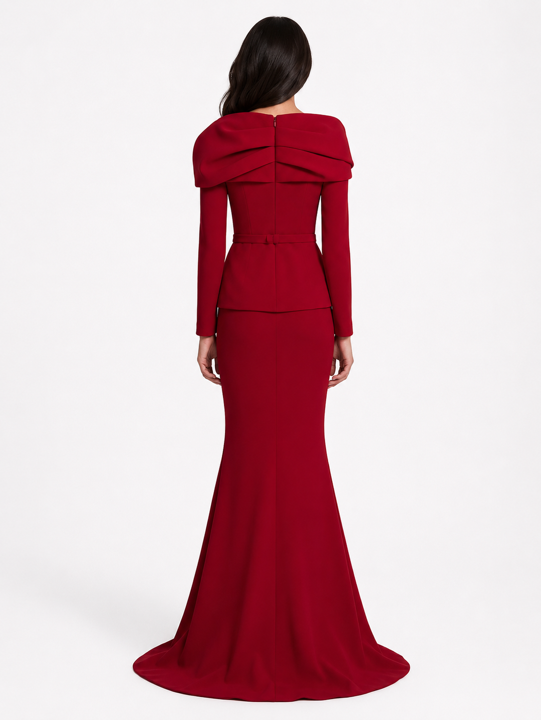 off-shoulder draped gown with peplum waist – SERENL