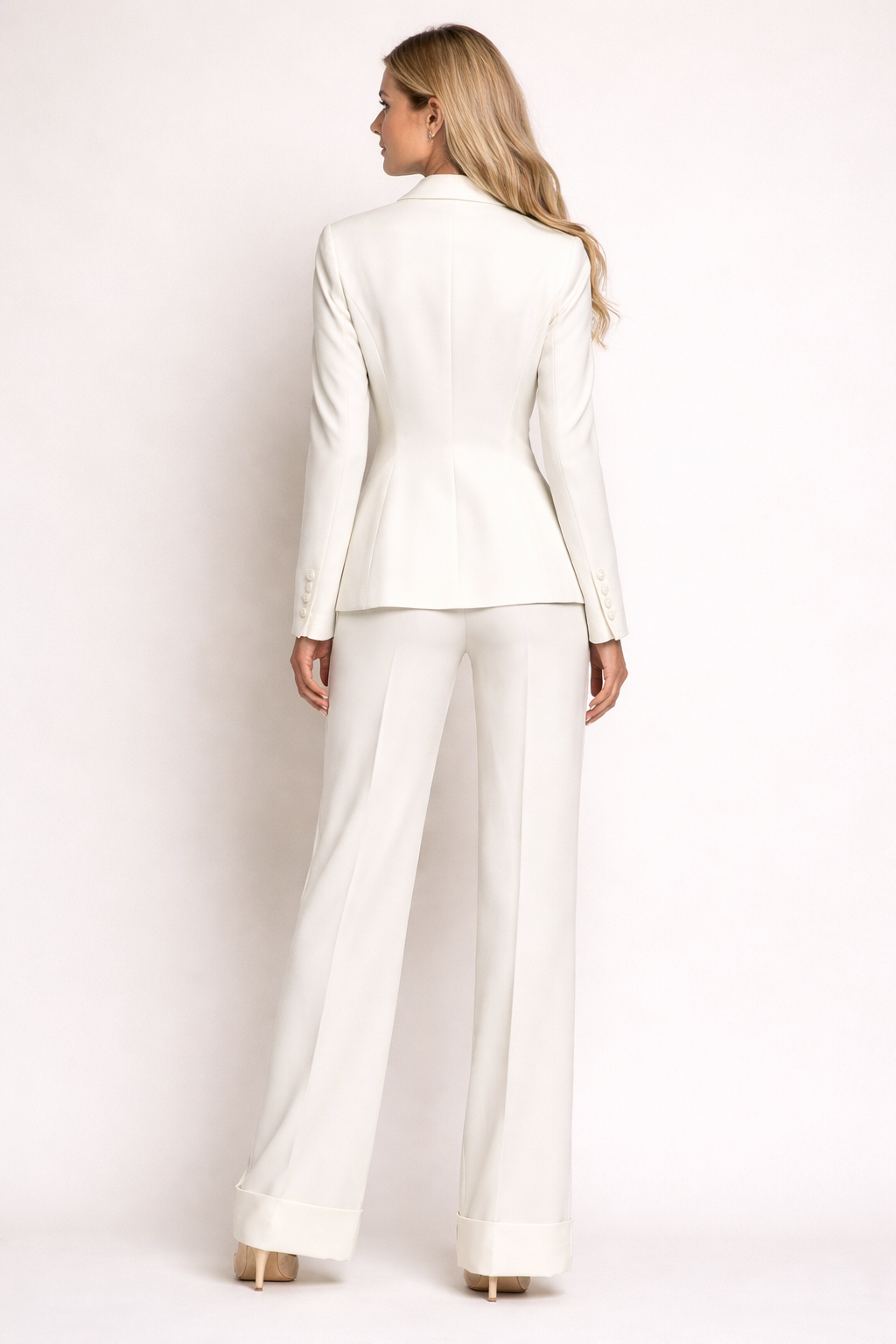 tailored blazer with embellished shoulders and wide-leg pants set – ROYAL