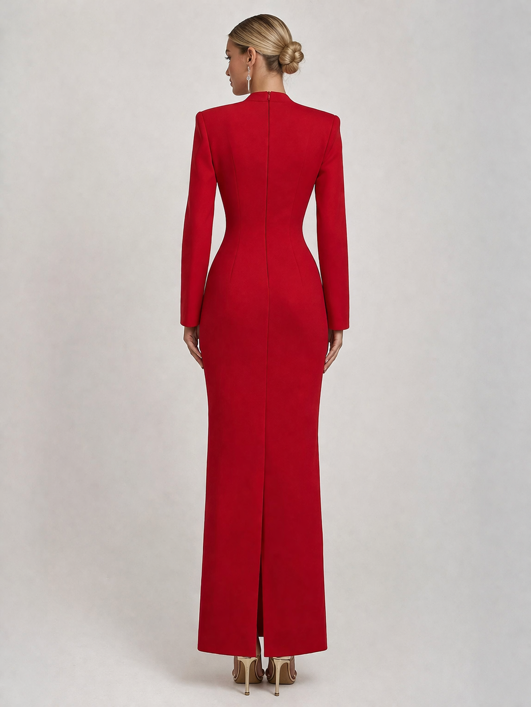 Name: long sleeve fitted dress with embellished sweetheart neckline – RUBINA
