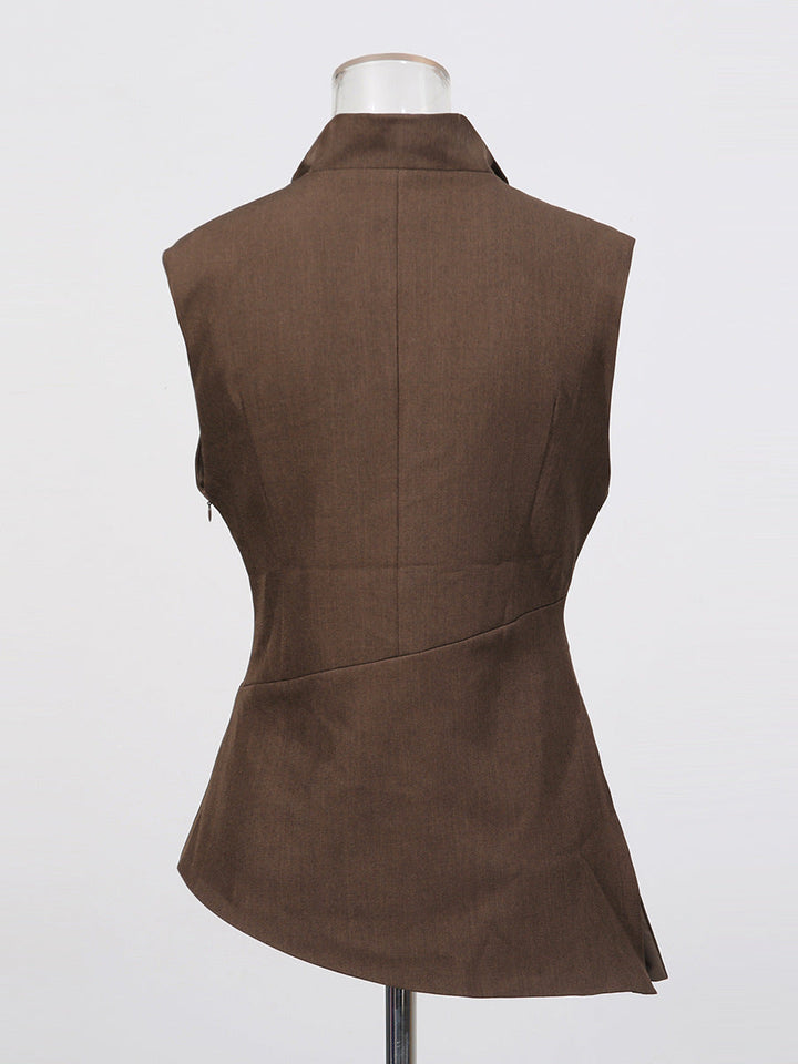 sleeveless asymmetric blazer vest with contrast lapel – BRUNÉ