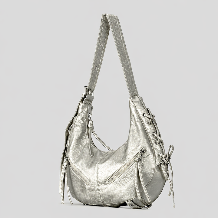 slouchy shoulder bag with lace-up detail – DRIFT
