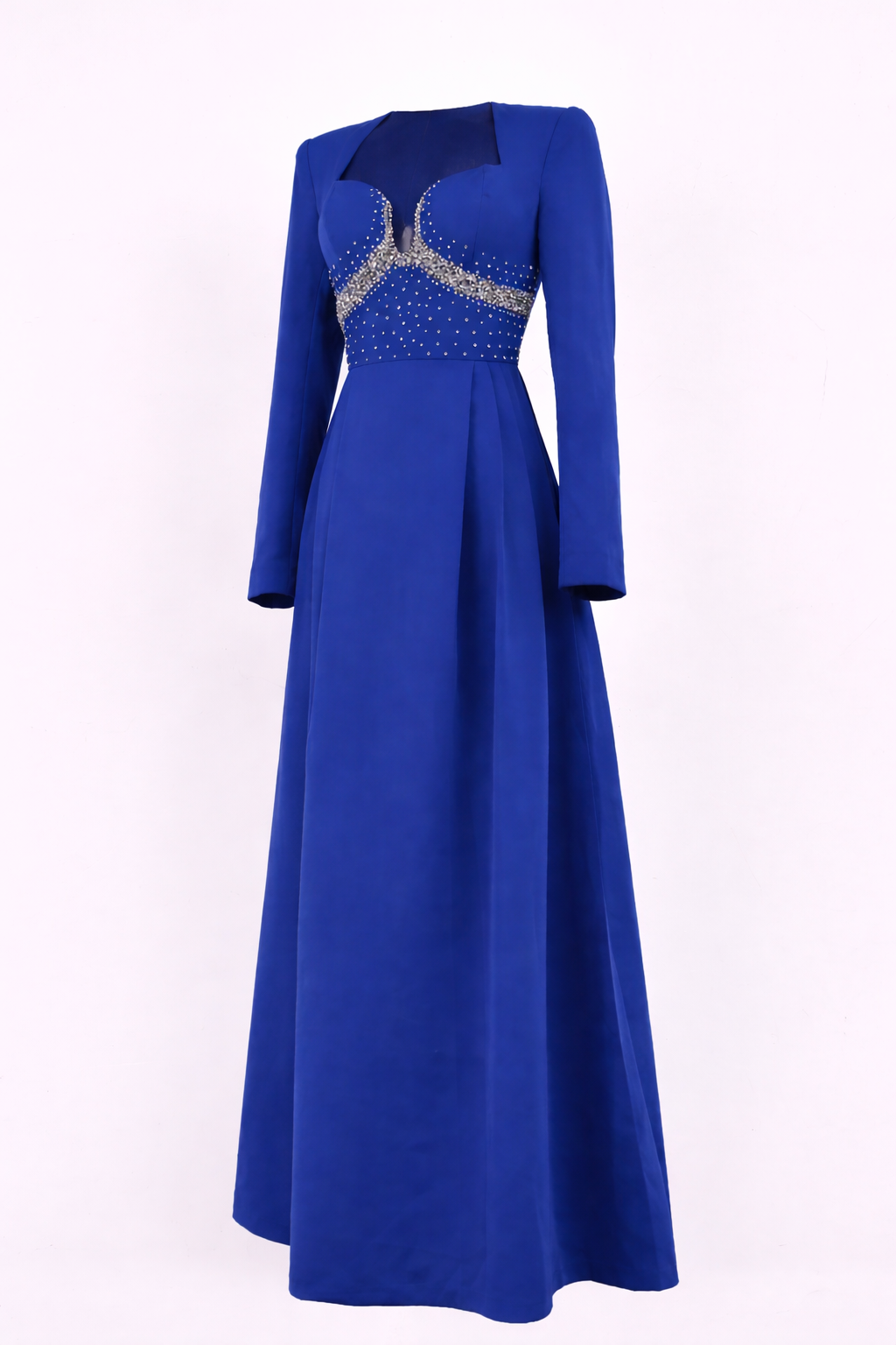 long sleeve A-line dress with embellished sweetheart bodice – AZURA