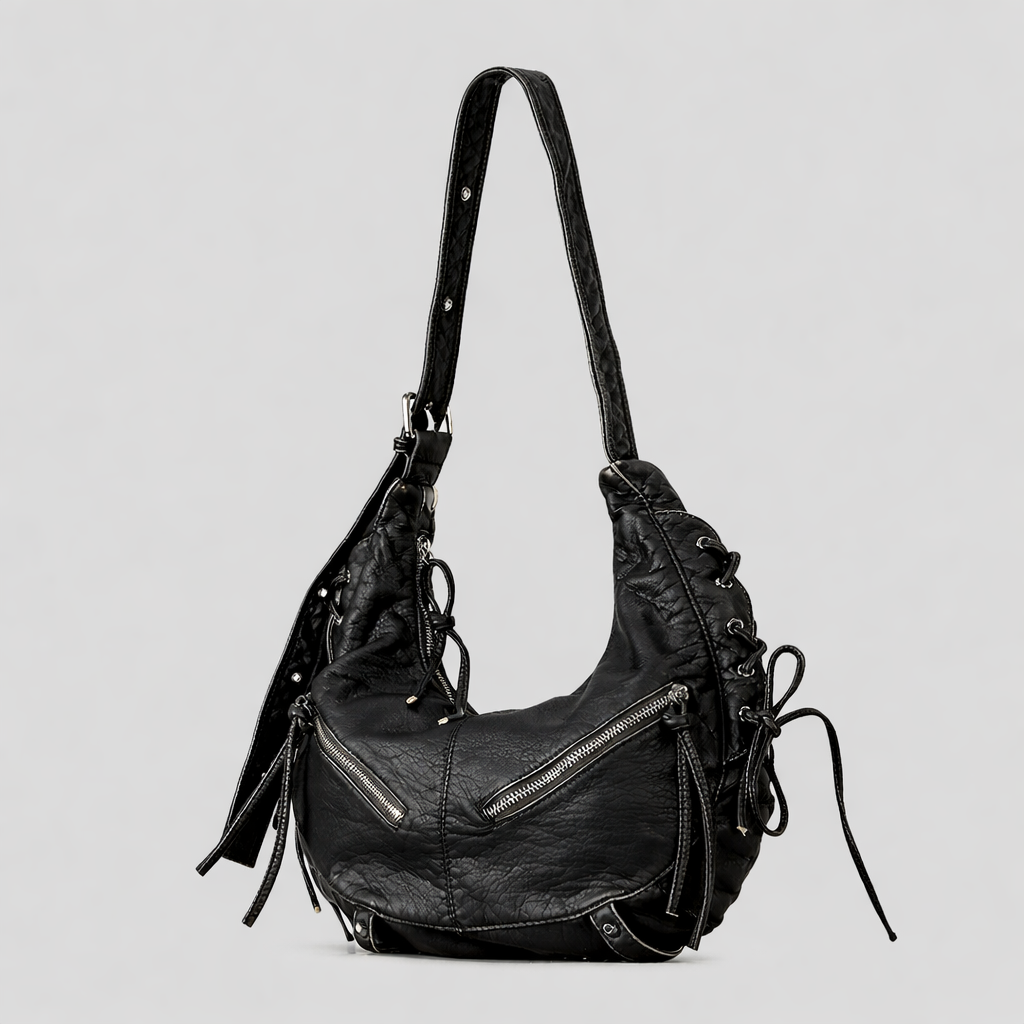 slouchy shoulder bag with lace-up detail – DRIFT